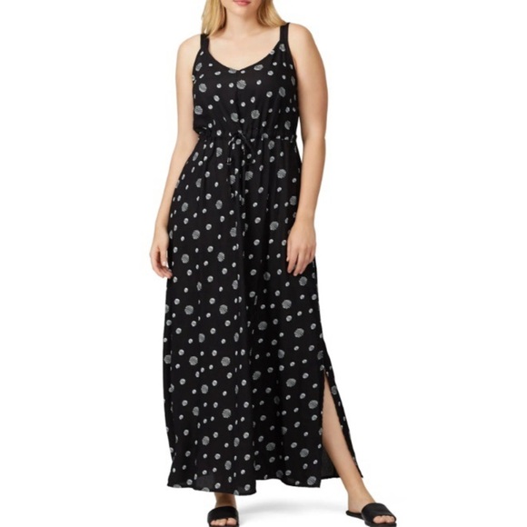 Junarose Elegant Plus Size Dress Black Polka Dot Maxi Dress Size 22 - Picture 1 of 8